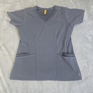 Wonderwink Aero Scrub Top Womens Medium Gray Stretch Workwear Uniform Comfort